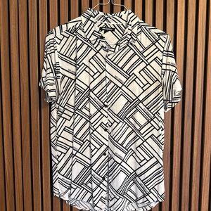 Karl Lagerfeld Black and White Patterned Men's Shirt